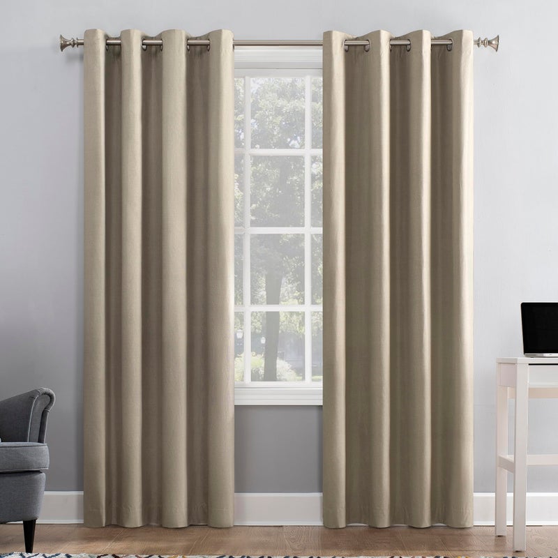 Sun Zero Columbia Thermal Insulated 100% Blackout Grommet Curtain Single Panel, 50" x 95", Linen Off-white - Image 1